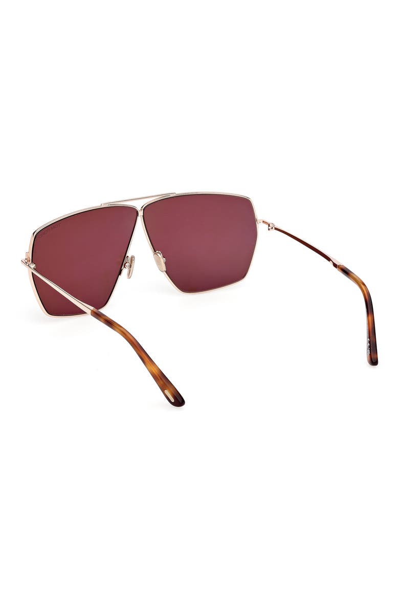 Stella 67mm Oversize Navigator Sunglasses, Alternate, color, ROSE GOLD/ SHINY HAVANA/ BROWN