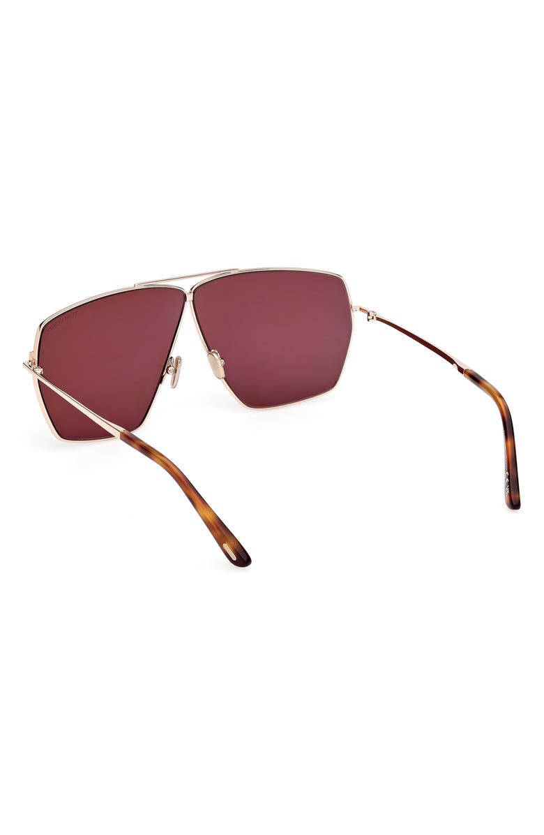 TOM FORD Stella 67mm Oversize Navigator Sunglasses, Alternate, color, Rose Gold/ Shiny Havana/ Brown