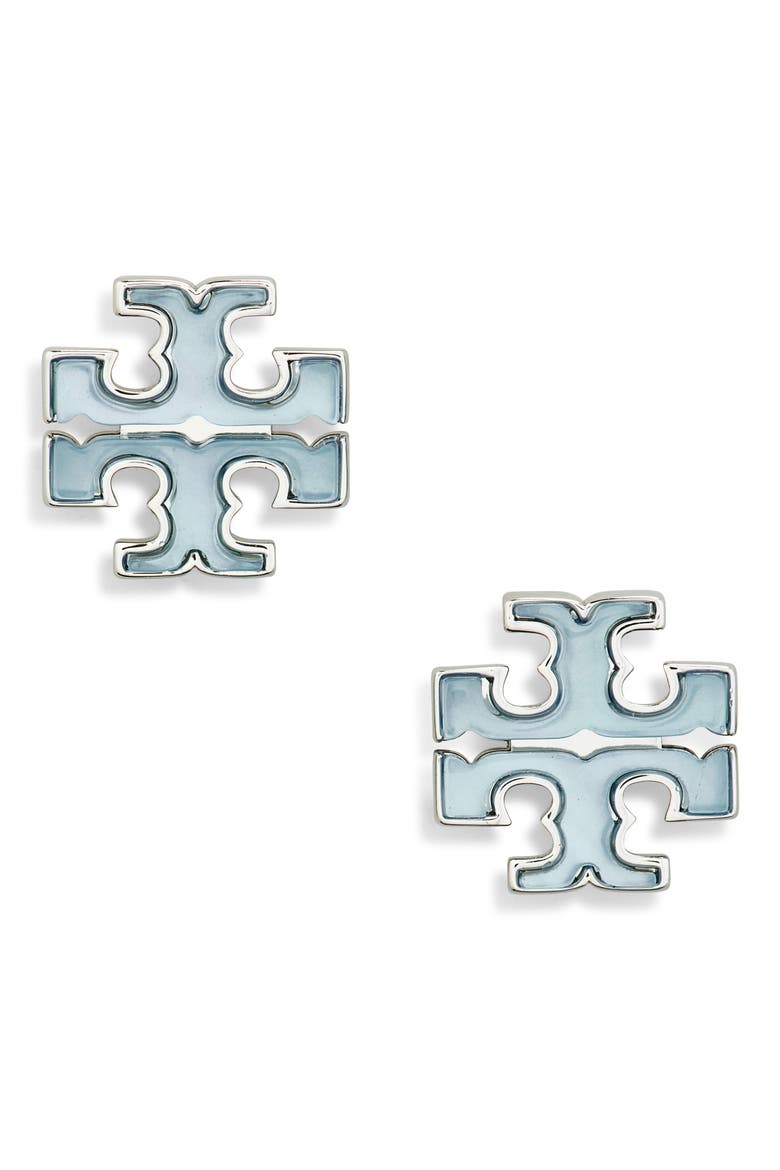 Moondance Mother of Pearl Stud Earrings, Main, color, TORY SILVER / BLUE