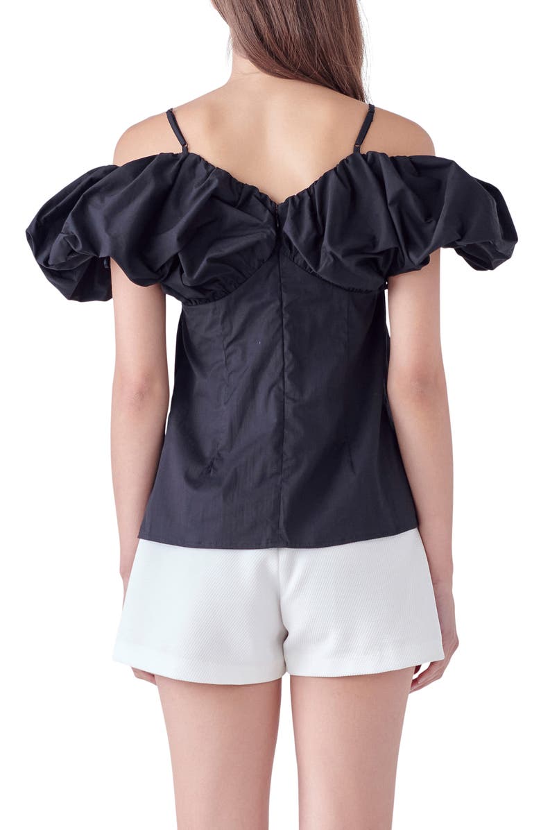 English Factory Puff Sleeve Cold Shoulder Top, Alternate, color,