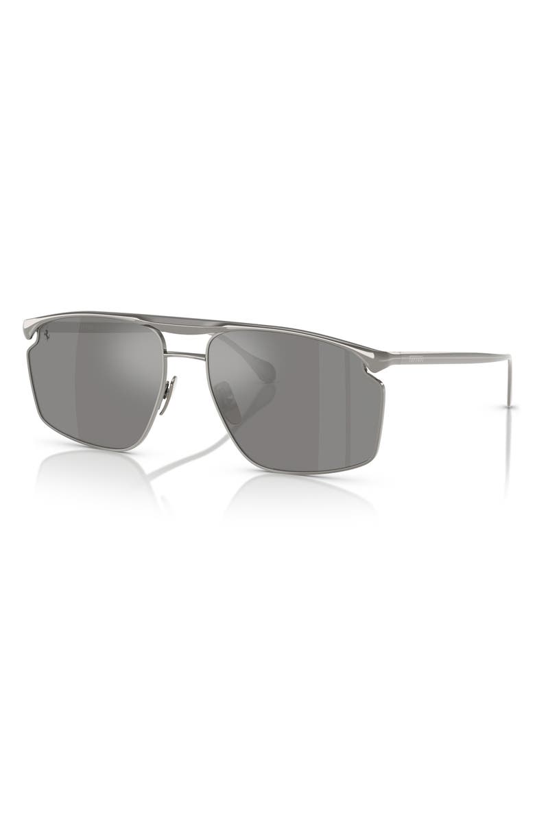 Scuderia Ferrari 61mm Irregular Sunglasses, Alternate, color, Gunmetal / Mirror Silver