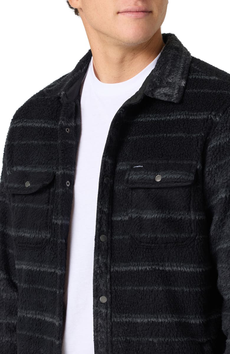 O'Neill Glacier Fleece Snap-Up Overshirt, Alternate, color, Black
