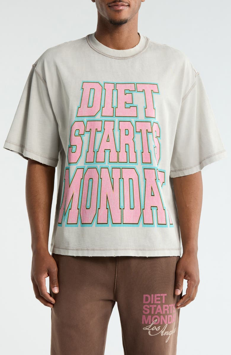 DIET STARTS MONDAY Cotton Graphic T-Shirt, Main, color, Light Grey