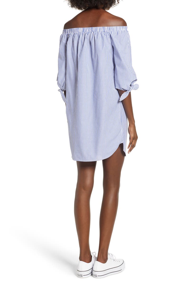 Love, Fire Stripe Off-the-shoulder Poplin Shirtdress, Alternate, color,