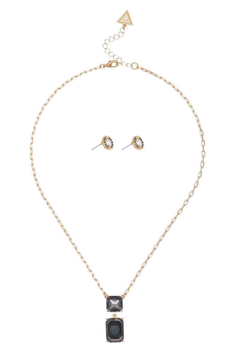 Pendant Necklace & Stud Earrings Set, Alternate, color, GOLD/BLACK