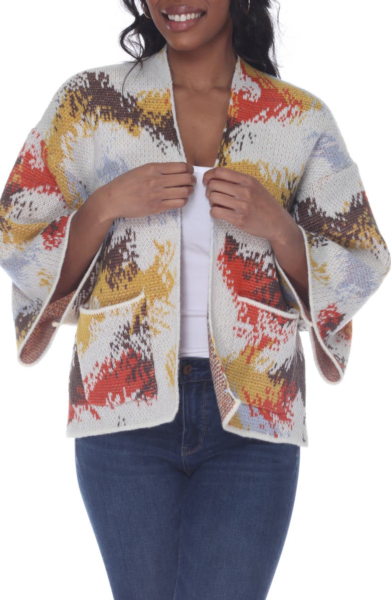 RAIN AND ROSE Abstract Jacquard Cardigan, Main, color,
