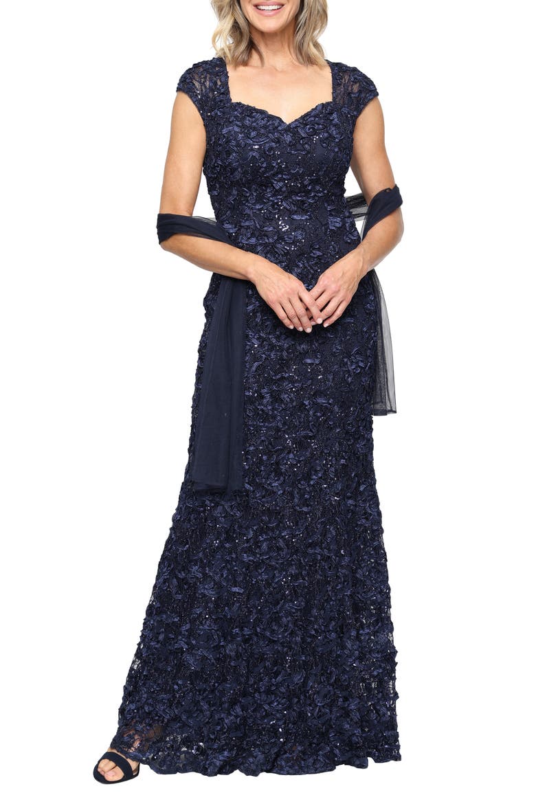 Soutache Sequin Lace A-Line Gown with Wrap video