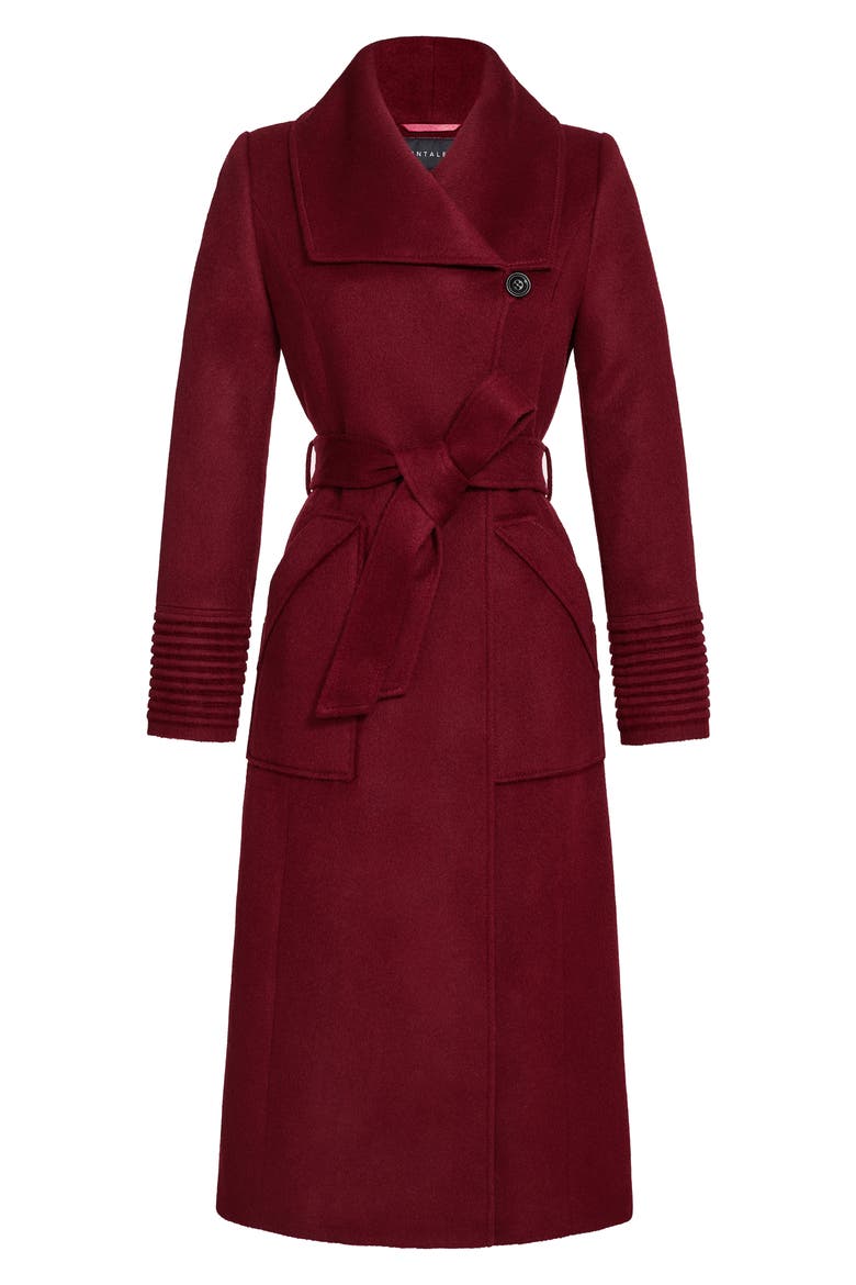 Shawl Collar Alpaca & Wool Longline Coat, Alternate, color, GARNET RED