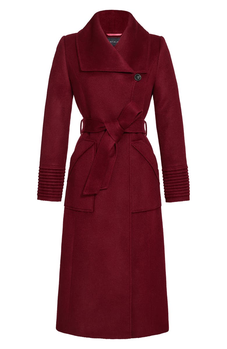 SENTALER Shawl Collar Alpaca & Wool Longline Coat, Alternate, color, Garnet Red