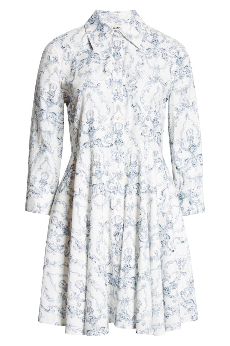 Meadow Shirtdress, Alternate, color, WHITE BLUE SCROLL TOILE