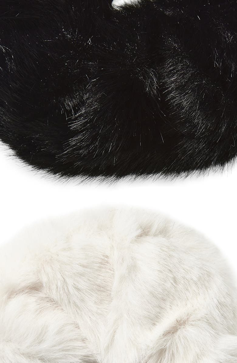 Tasha 2-Pack Faux Fur Scrunchies, Alternate, color, Ivory/ Black