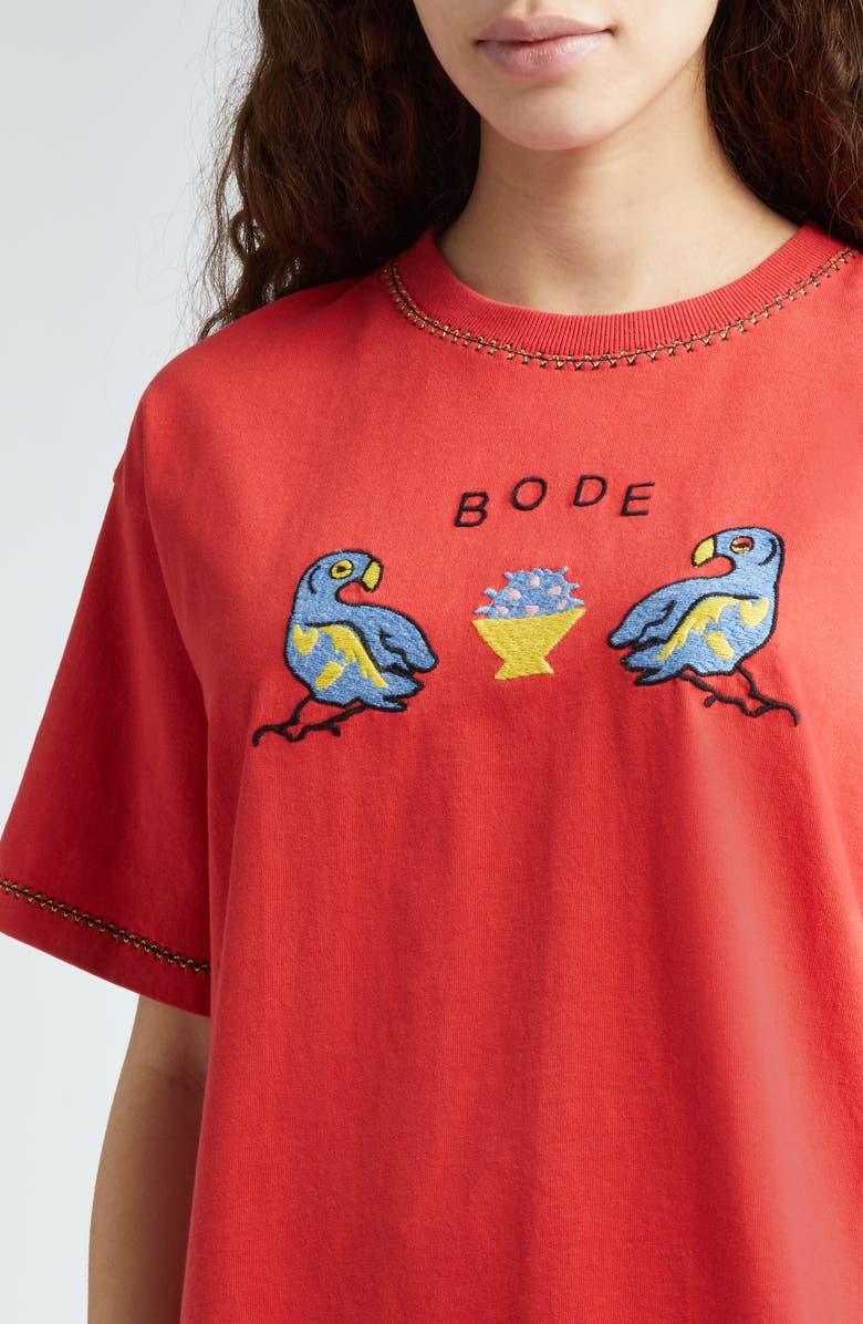 Bode Embroidered Parakeets Cotton Graphic T-Shirt, Alternate, color, 