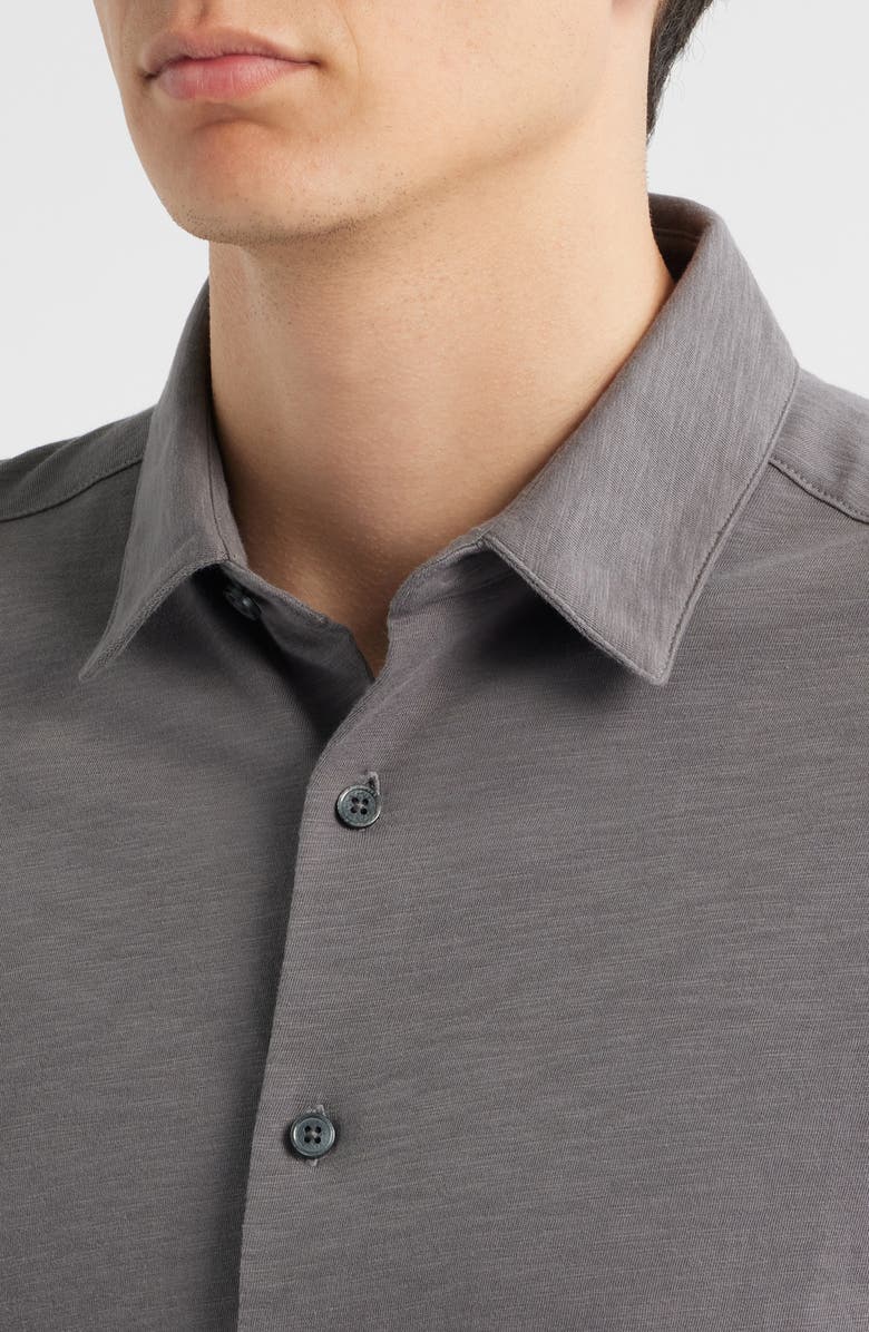 Theory Noran Short Sleeve Knit Button-Up Shirt, Alternate, color, Carbon