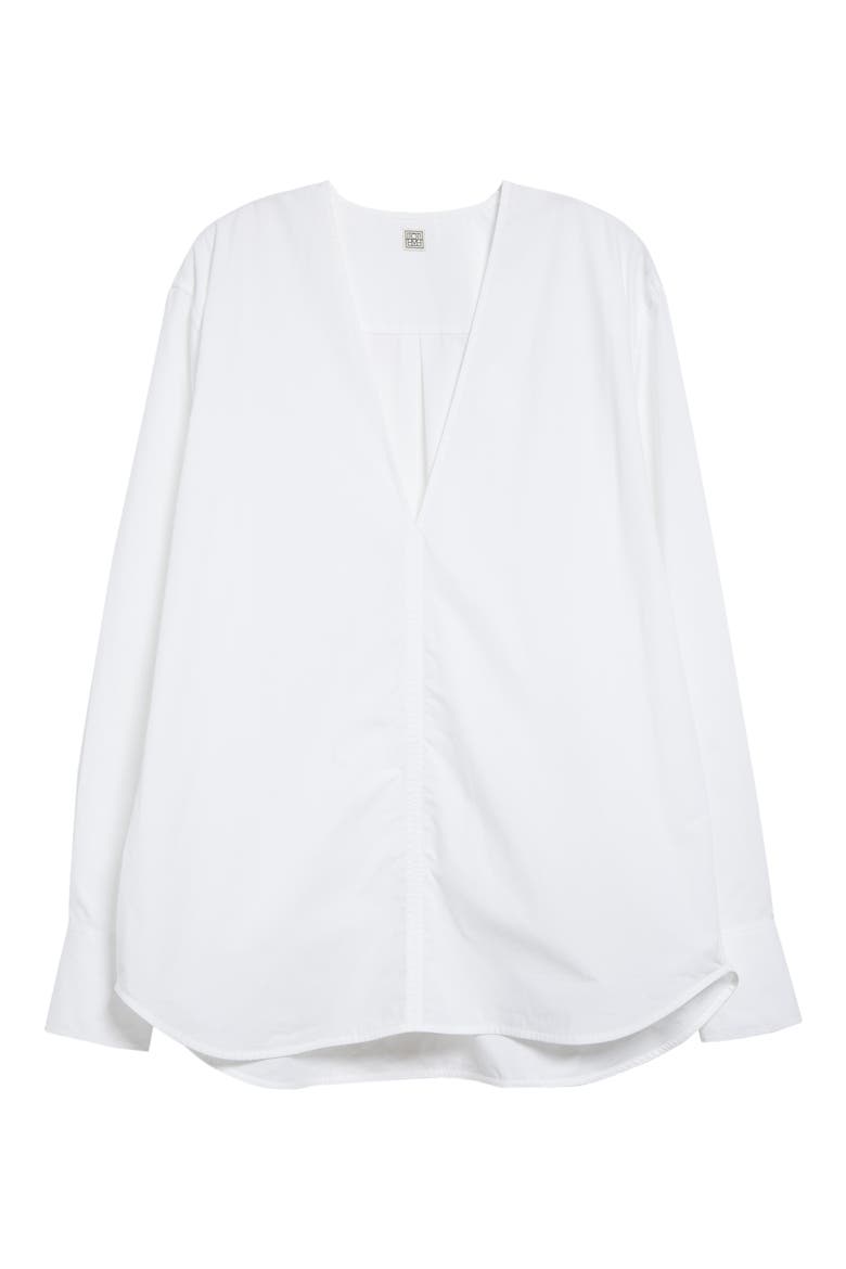 Deep V-Neck Organic Cotton Tunic Top, Alternate, color, WHITE