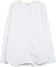 TOTEME Deep V-Neck Organic Cotton Tunic Top