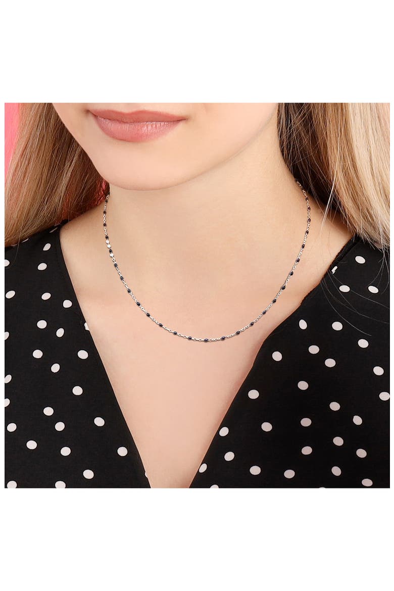 Sterling Silver Black Enamel Station Chain Necklace, Alternate, color, SILVER
