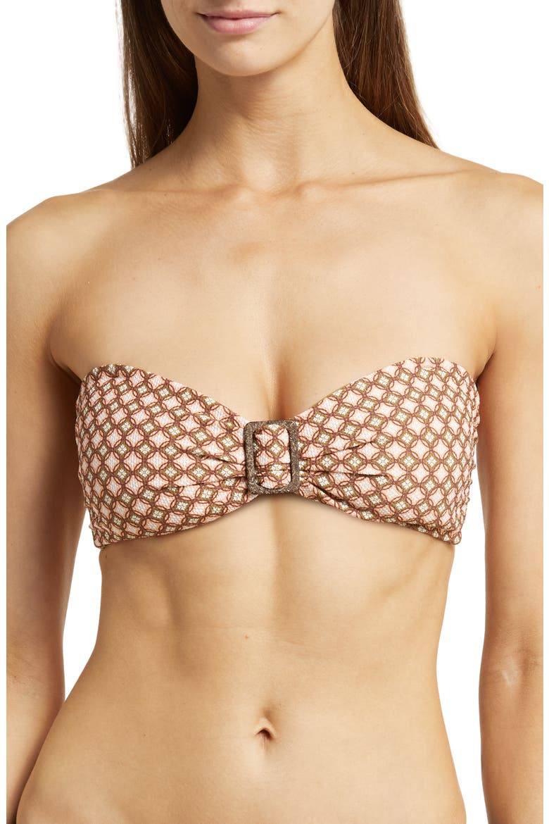 Mosaico Ashlyn Strapless Reversible Bikini Top, Main, color, BROWN