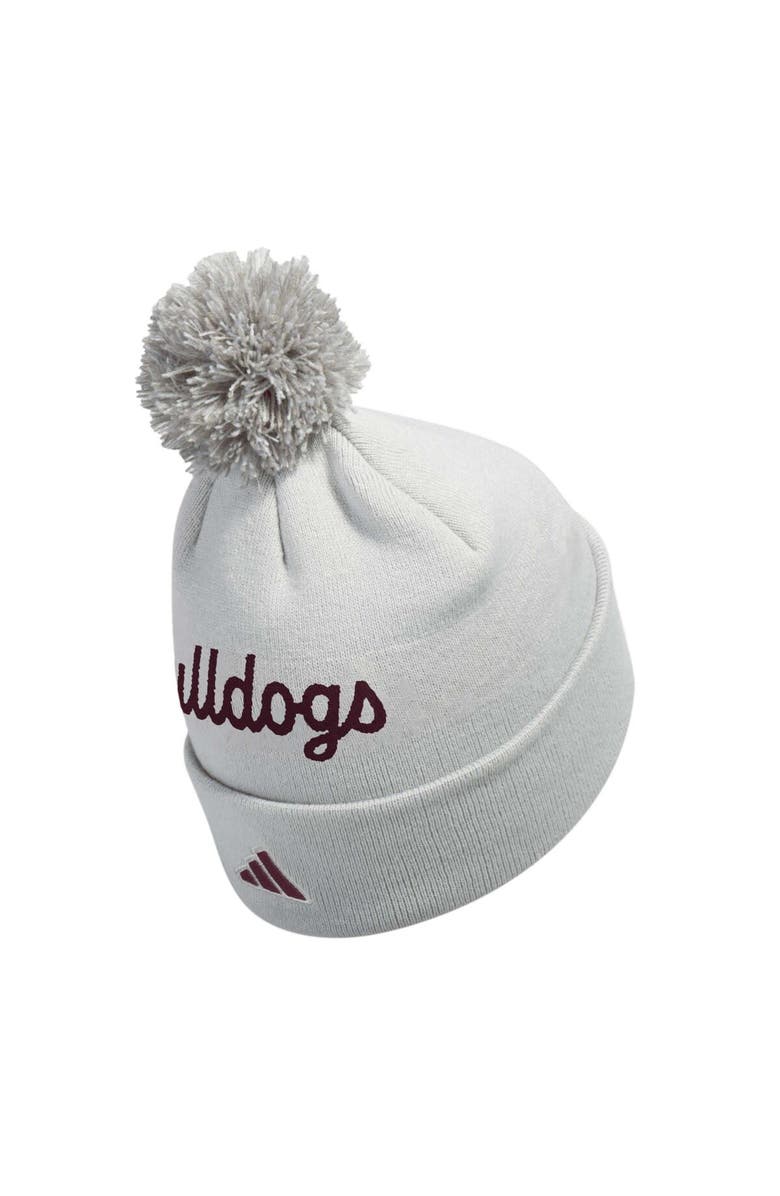 adidas Men's adidas Gray Mississippi State Bulldogs Cuffed Knit Hat with Pom, Alternate, color,