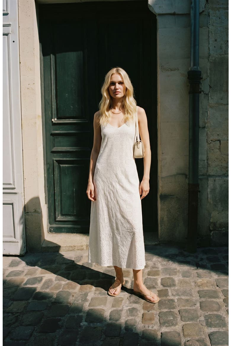 Tassa Liv Midi Dress, Alternate, color, SNOW WHITE