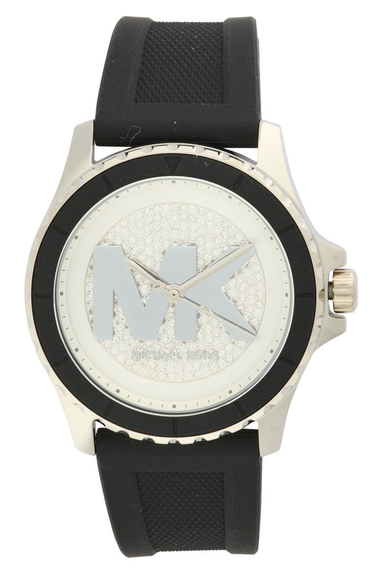 Everest Silicone Strap Watch, Main, color, BLACK/ WHITE
