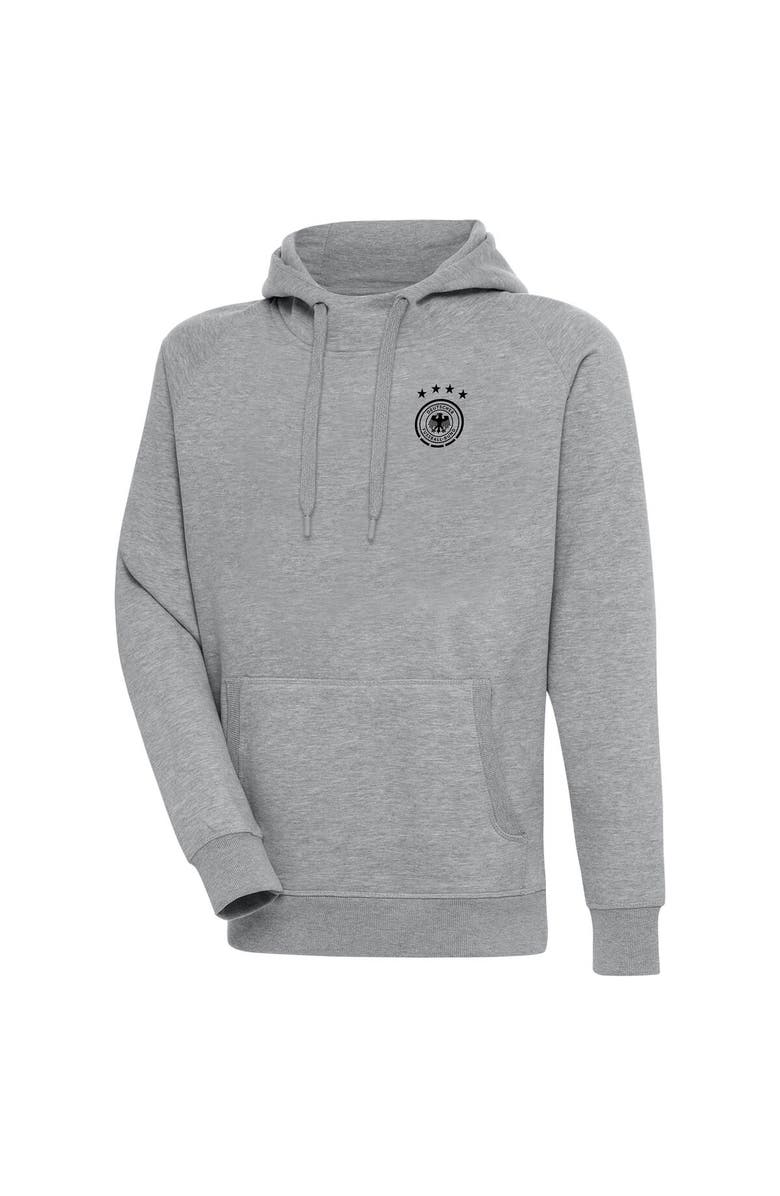 ANTIGUA Men's Heather Gray Germany National Team Takeover Pullover Hoodie, Main, color, 