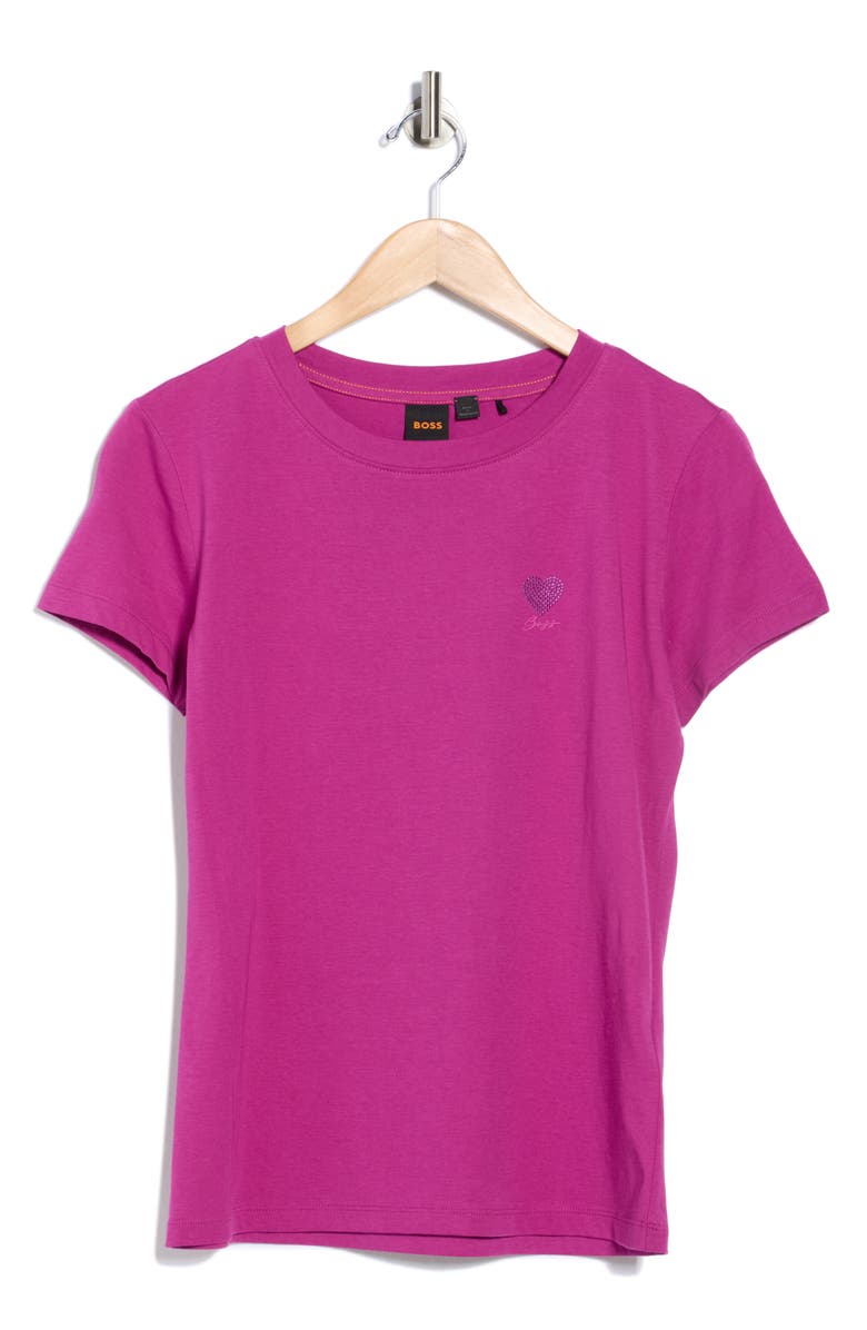BOSS Orange Crystal Cotton T-Shirt, Alternate, color, Dark Pink