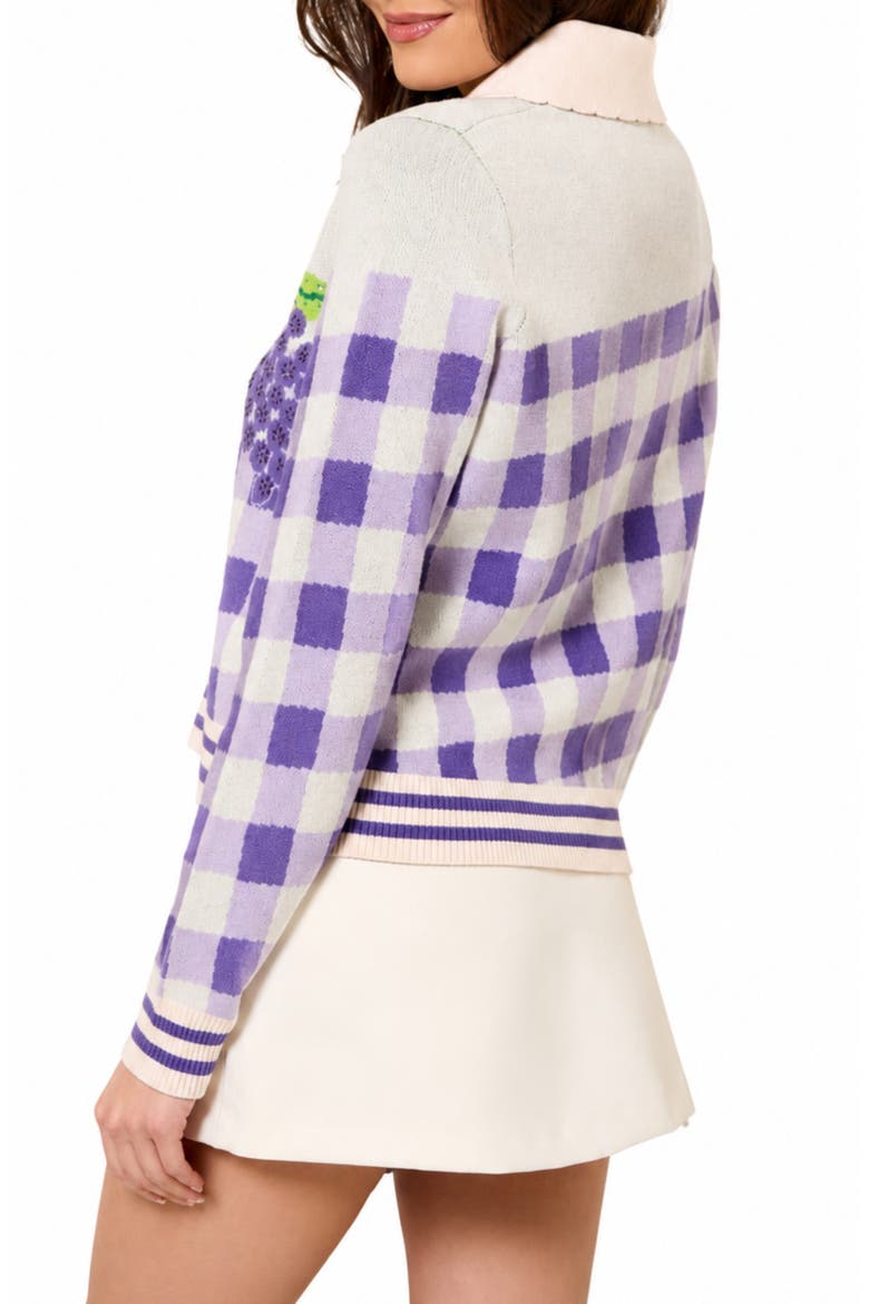 Vineyard Gingham Knit Cardigan, Alternate, color, IVORY MULTI