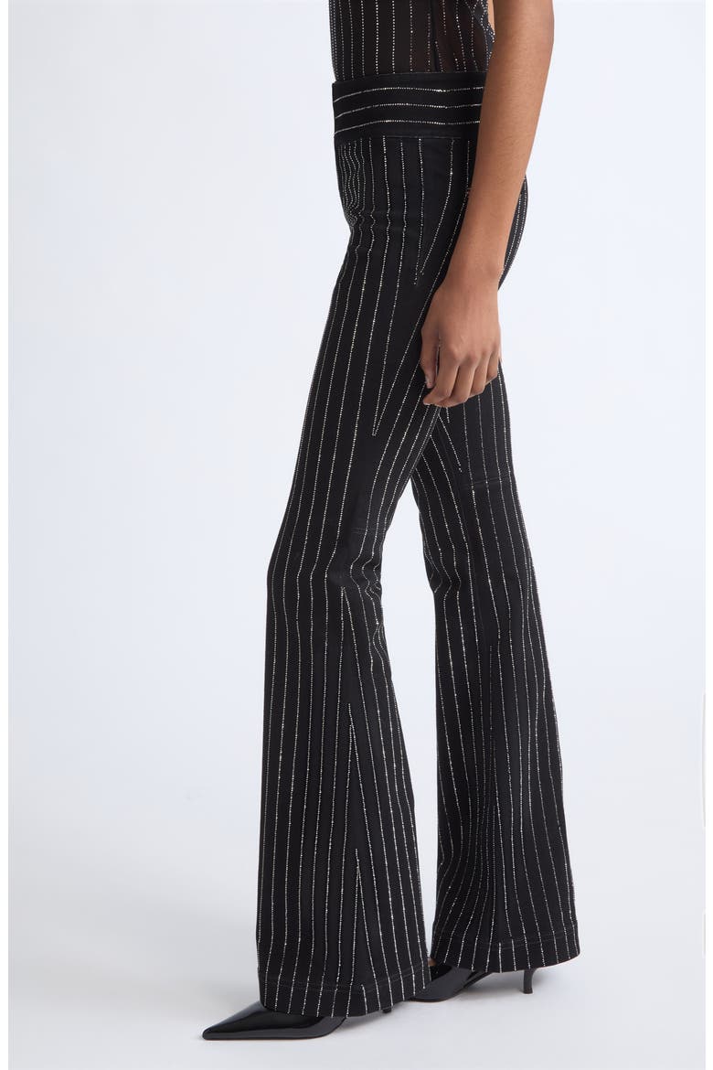 Crystal Embellished High Waist Flare Leg Pants, Alternate, color, BLACK/ CLEAR CRYSTAL