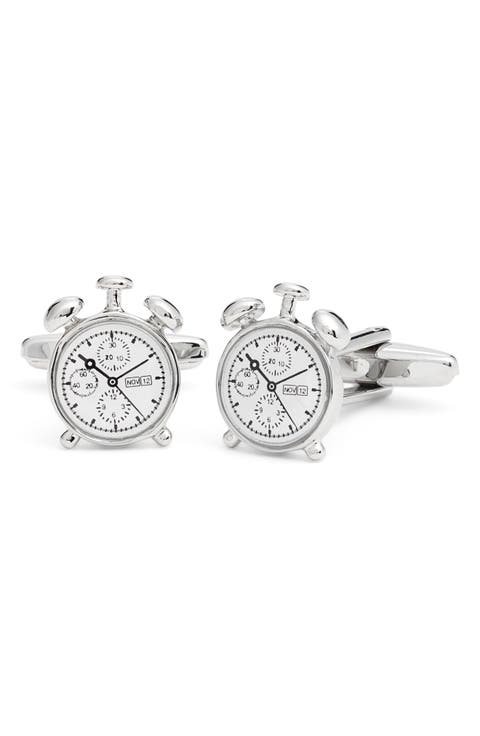 Silvertone Clock Cuff Links