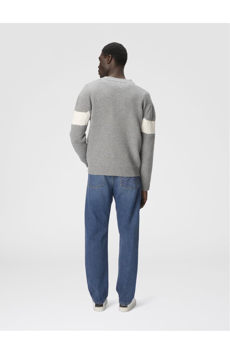 Missoni The Cardigan In Pure Wool With Flame And Zigzag Inserts, Alternate, color, Beige & Grey