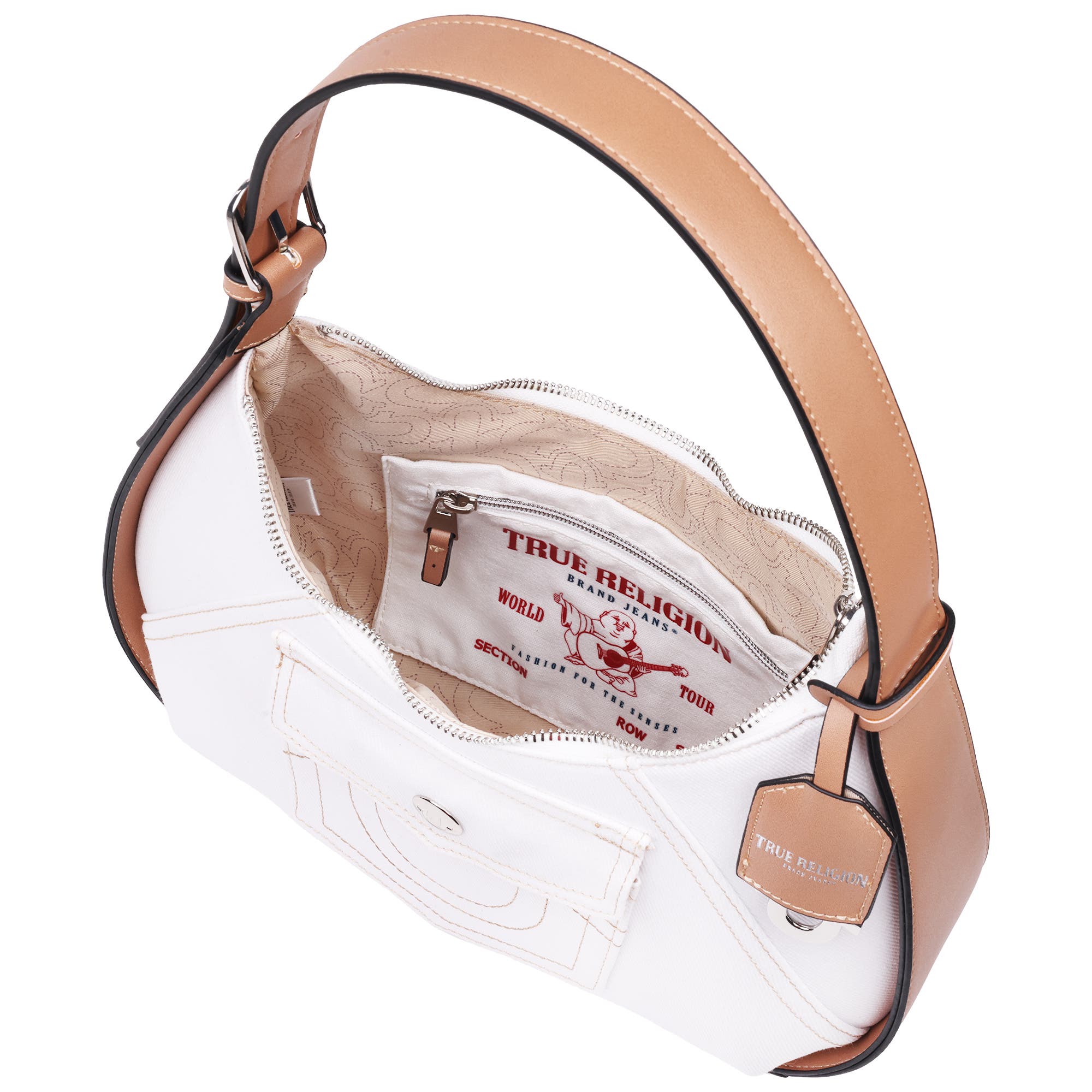 True Religion Horseshoe Pocket Medium Hobo, Alternate, color, White