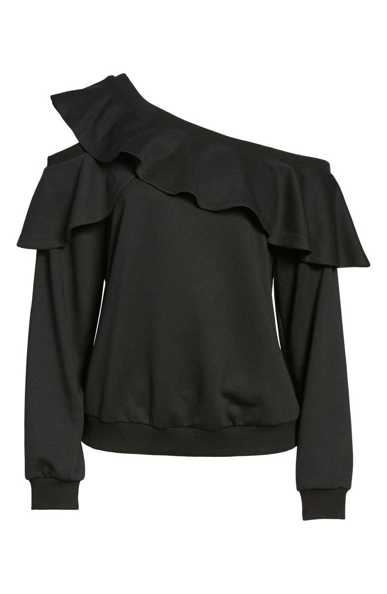 All in Favor One-Shoulder Ruffle Sweatshirt, Alternate, color, 