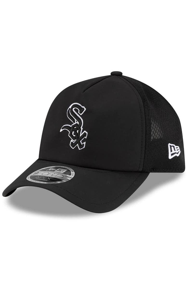 New Era Men's New Era Black Chicago White Sox 2026 Batting Practice Apex 9FORTY Adjustable Trucker Hat, Main, color, Black
