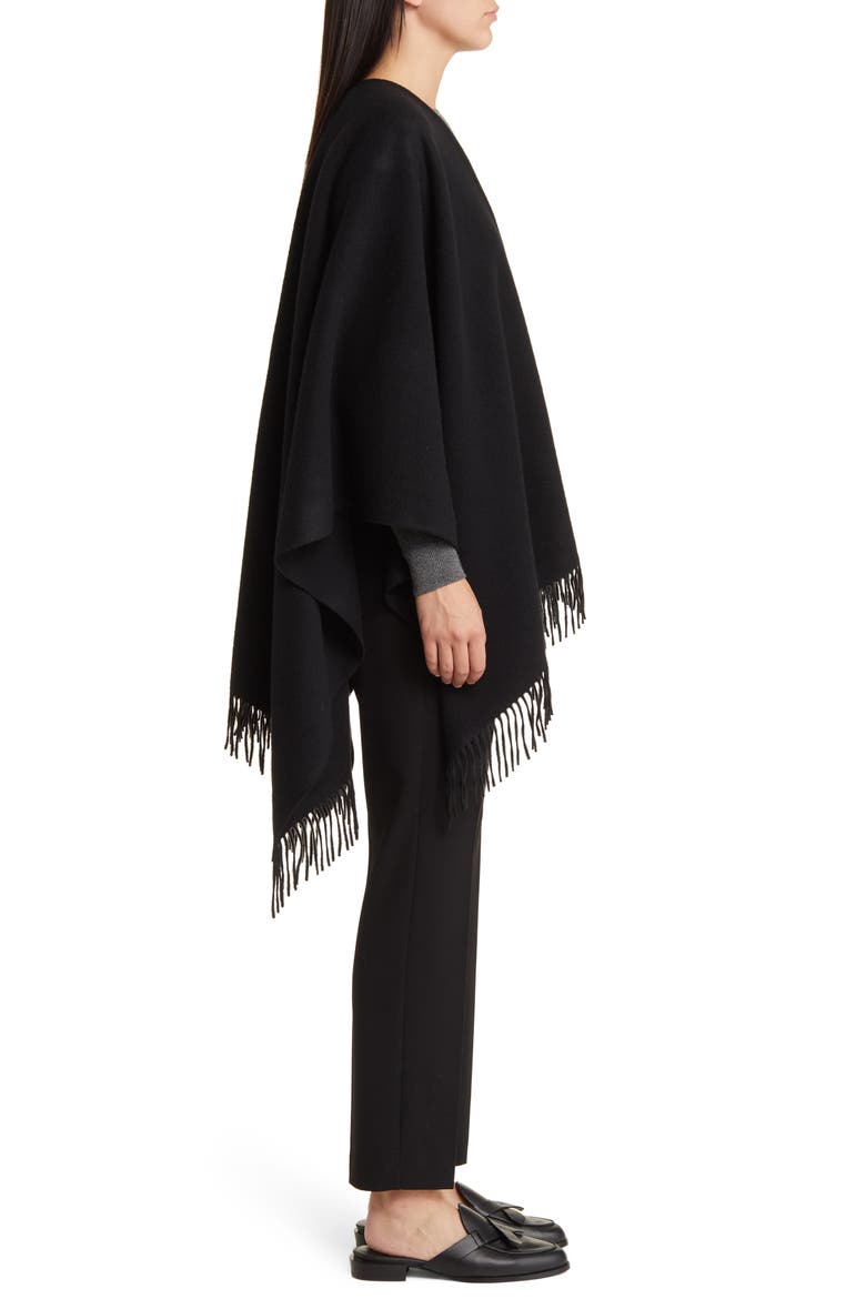 Wool & Cashmere Ruana, Alternate, color, BLACK