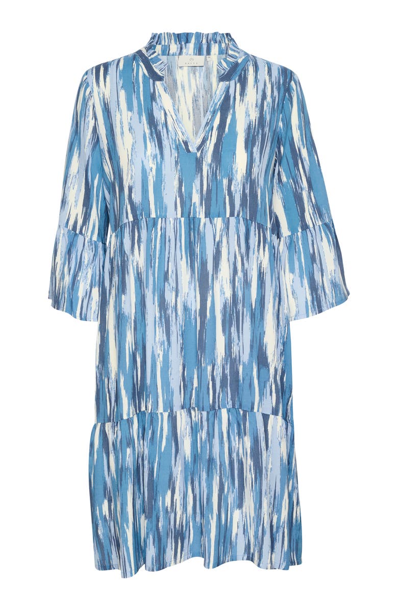 Kaffe Arina 3/4 Sleeve A-Line Fit Dress, Alternate, color, Blue Abstract Print