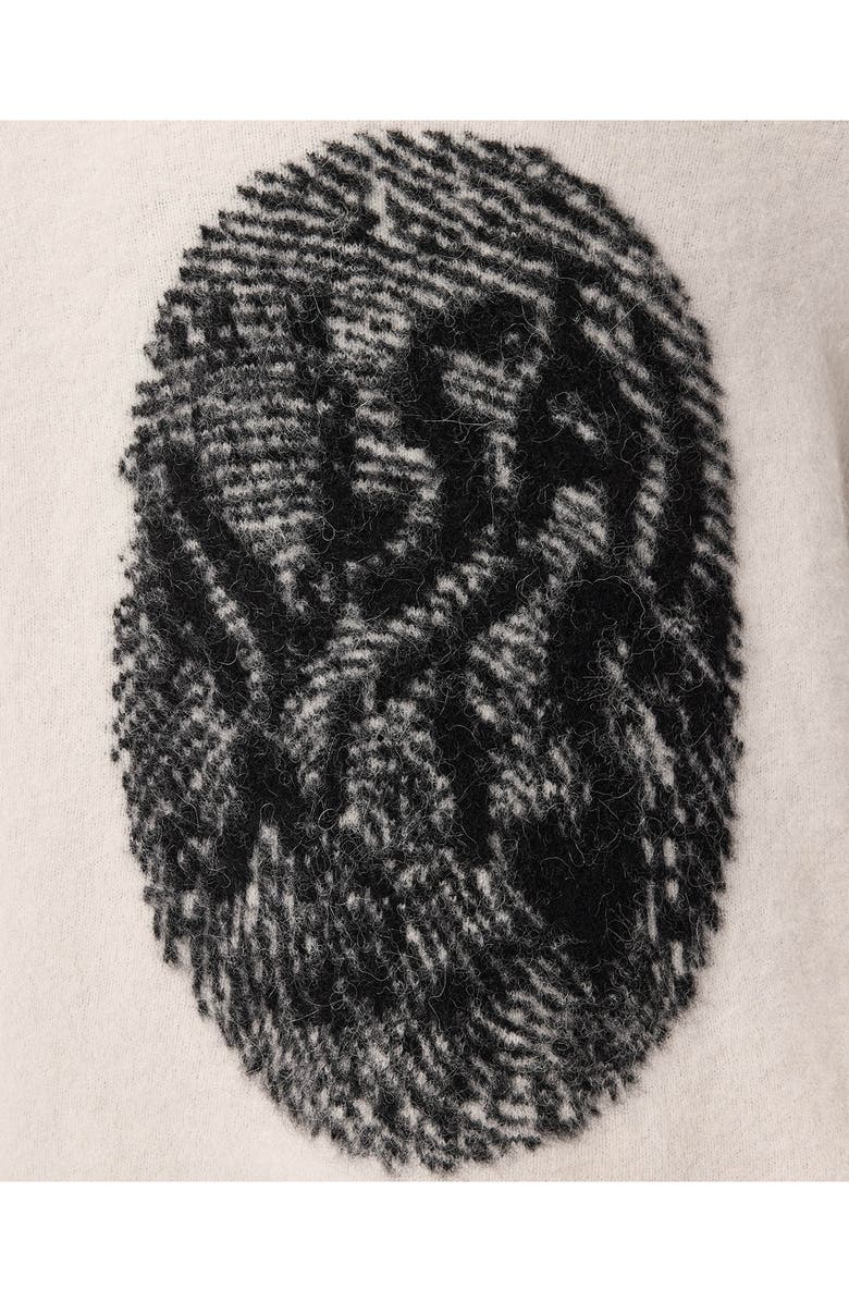 AllSaints Ridges Logo Sweater, Alternate, color, Ecru White/ Black