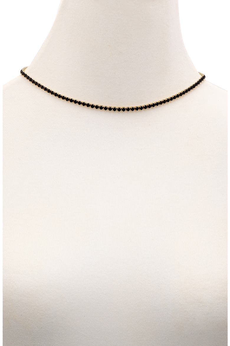 Crystal Tennis Necklace, Alternate, color, GOLD TONE/ BLACK