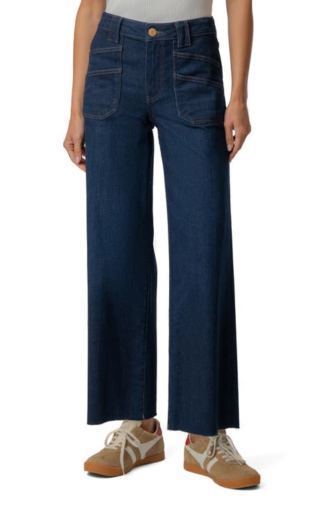 Meg High Waist Raw Hem Wide Leg Jeans