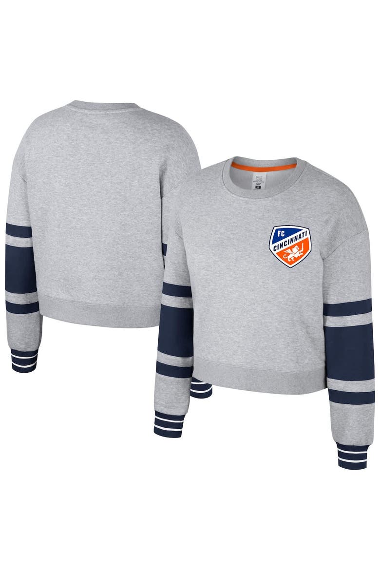 Women's Stadium Essentials Heather Gray FC Cincinnati Scrimmage Cropped Pullover Sweatshirt, Main, color, Heather Gray