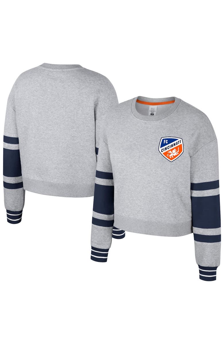 Stadium Essentials Women's Stadium Essentials Heather Gray FC Cincinnati Scrimmage Cropped Pullover Sweatshirt, Main, color, Heather Gray
