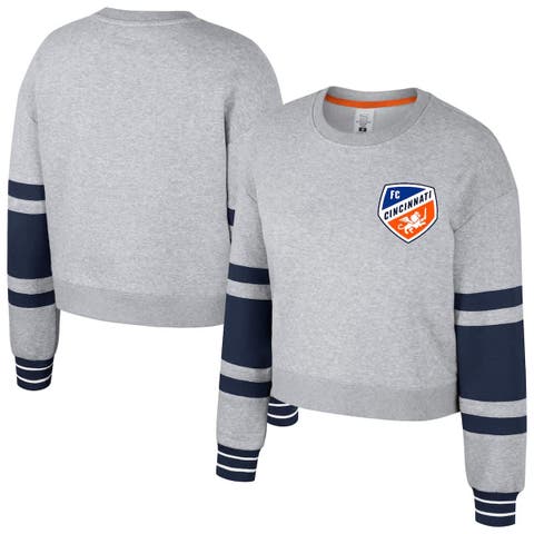 Women's Stadium Essentials Heather Gray FC Cincinnati Scrimmage Cropped Pullover Sweatshirt