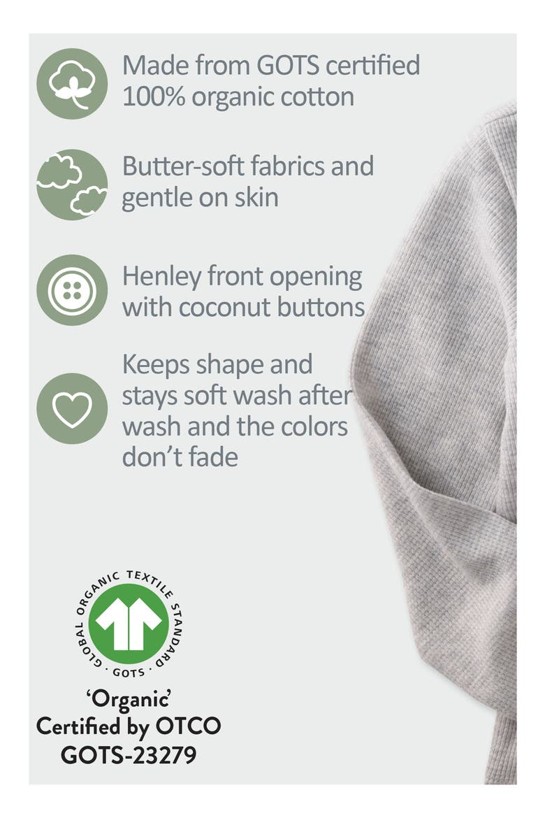 Kids' Payton Assorted 5-Pack Long Sleeve Organic Cotton Waffle Henley T-Shirts, Alternate, color, SEAFOAM