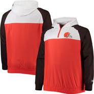New Era Men's New Era Orange/Brown Cleveland Browns Big & Tall League Raglan Quarter-Zip Hoodie