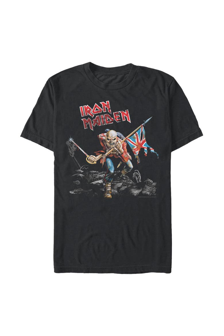 Men's Iron Maiden Distressed the Trooper  Graphic T-Shirt, Main, color, Black