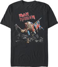 Iron Maiden Mens Iron Maiden Distressed the Trooper T Shirt