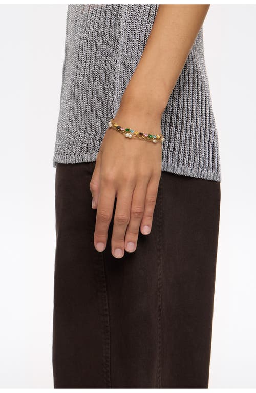Bimba Y Lola Triple-layer Chain Heart Crystals Bracelet In Gold