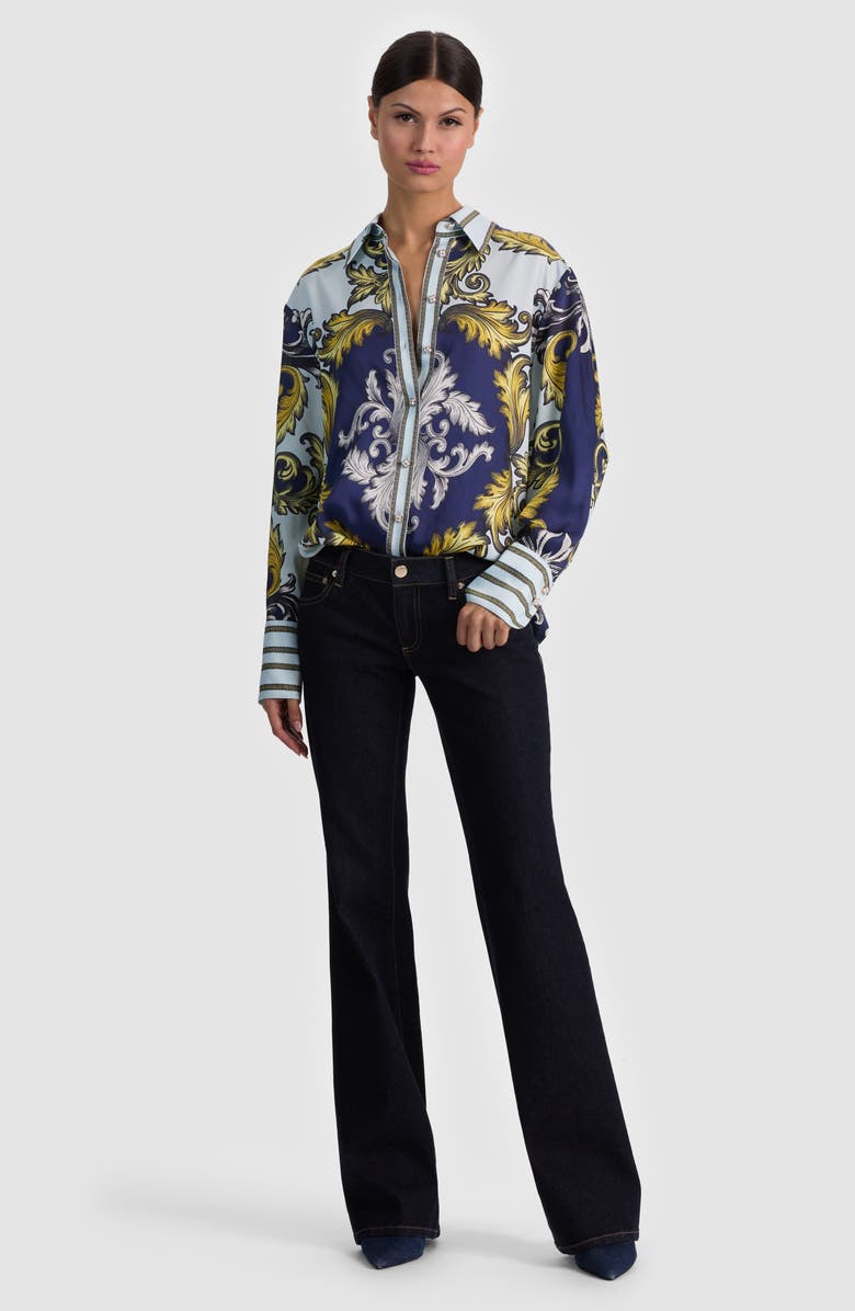 Alice + Olivia Lane Long Sleeve Woven Shirt, Alternate, color, Antique Scroll