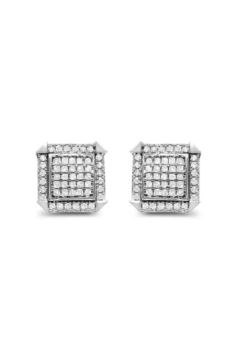 10K White Gold 1.0 Cttw Diamond Composite with Halo Stud Earrings, Main, color, White