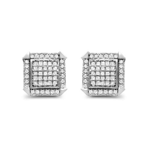 10K White Gold 1.0 Cttw Diamond Composite with Halo Stud Earrings