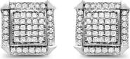Haus of Brilliance 10K White Gold 1.0 Cttw Diamond Composite with Halo Stud Earrings